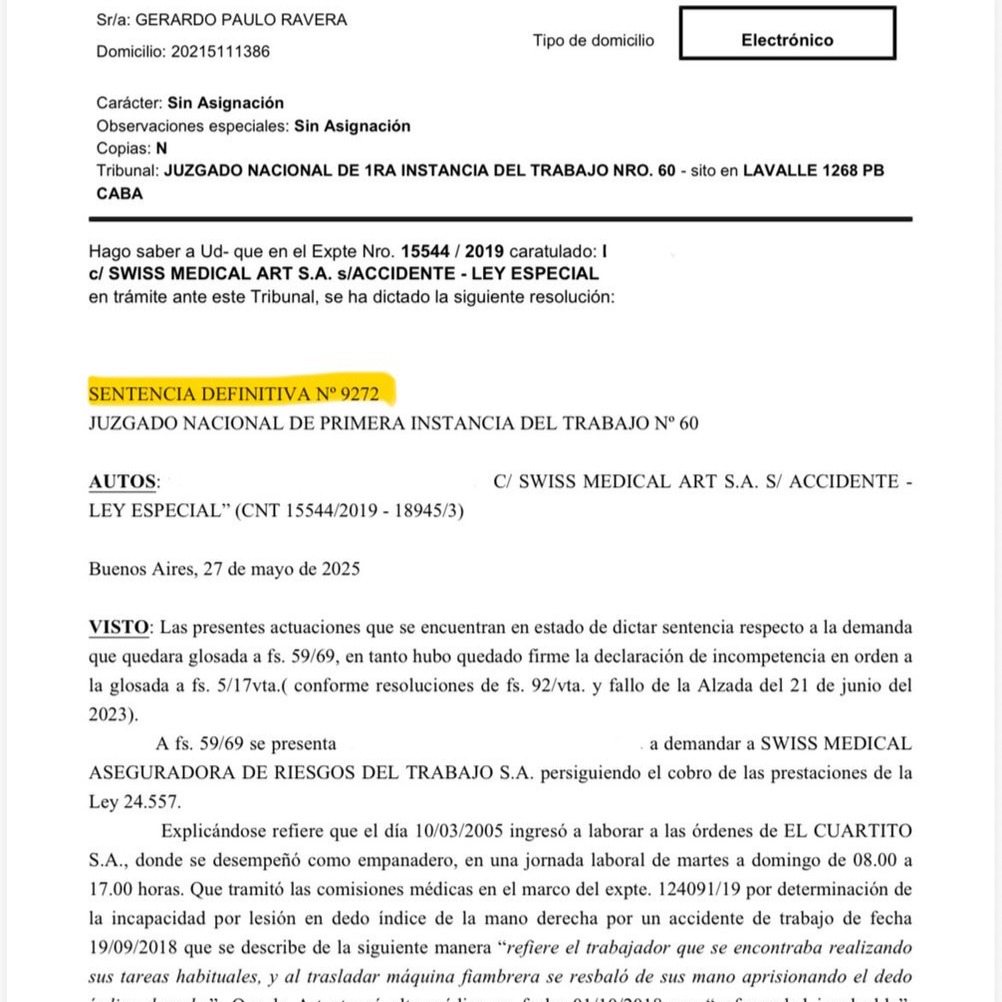 Sentencia favorable